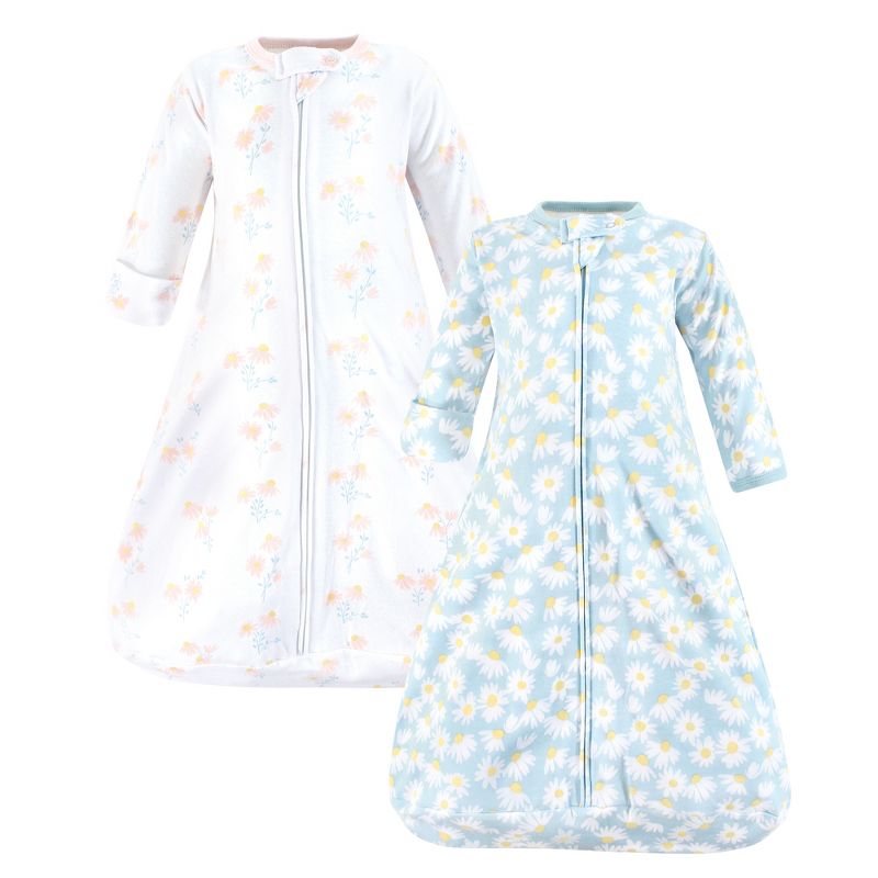 Hudson Baby Infant Girl Cotton Long-Sleeve Wearable Sleeping Bag, Sack, Blanket, Mixed Daisy, 1 of 5