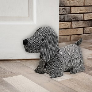 Evideco French Home Goods 3D Dog Fabric Weighted Bag Door Stop 2.3 lbs Black White - 1 of 4