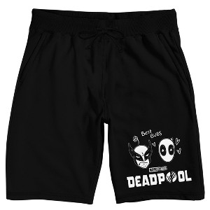 Deadpool and Wolverine Head Pen Art Men's Black Lounge Shorts - 1 of 4