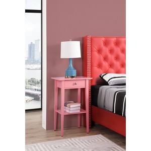 HomeStock Pink Nightstand 28x18x14 Stylish Bedside Table with Cheerful Finish, Compact Drawer Storage and Sleek Contemporary Look - 1 of 4