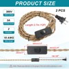 Unique Bargains Vintage Stripped Ends Twisted Cloth Covered Lamp Wires with Button and Plug 2 Pcs - 2 of 4