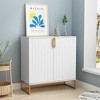 ORRD White Wood Grain Cabinet with 2 Doors, Storage Sideboard with Gold Legs for Living, Entryway & Dining - 2 of 4