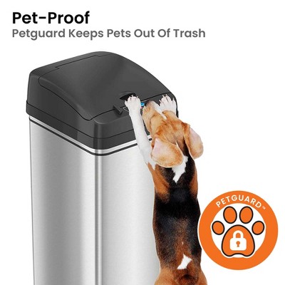 Touchless Stainless Steel Pet-Proof Kitchen Trash Can