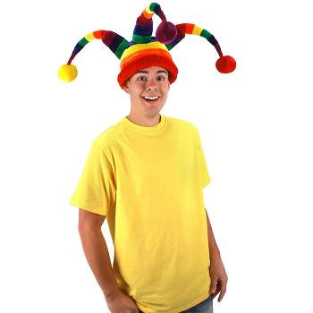 HalloweenCostumes.com    Plush Rainbow Wacky Jester Hat, Multicolored
