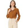Allegra K Women's Cute Collar Checked Long Sleeve Button-Down Shirts - 3 of 4