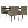 vidaXL Patio Dining Set Outdoor Rattan Wicker Table and Chair Set for Porch - 55.1" Table Length Gray 4 Items - 3 of 4