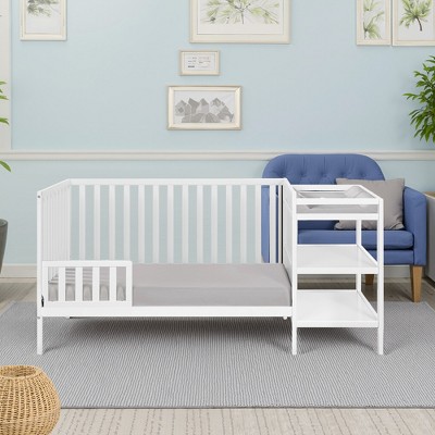 VYNXARIA 3-in-1 Convertible Crib and Changer Combo White