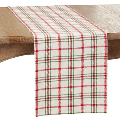 Saro Lifestyle Plaid Runner, 13"x72", Red/Green