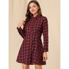 INSPIRE CHIC Women's Plaid Button Down Cotton Mini A-Line Shirt Dress - 4 of 4