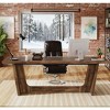 Gulches 70.87" Walnut Executive Computer Desk, Solid Wooden Pedestal, Industrial Home Office Study Workstation? - 3 of 4