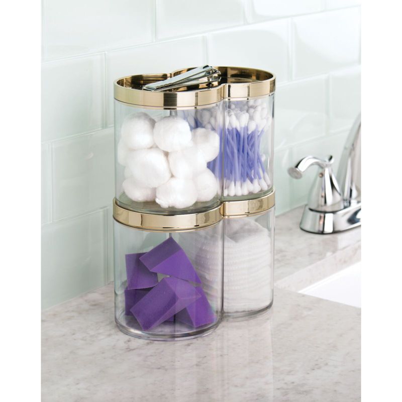 mDesign Plastic Dual Canister Jar Organizer Set with Storage Lid, 3 of 9