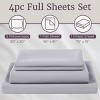Hastings Home 4-Pc Brushed Microfiber Sheet Set With Flat Sheet, Fitted Sheet, and 2 Pillowcases - Full, Silver Gray - 3 of 4