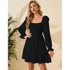 Clearlove Women's Square Neck Lantern Long Sleeve Ruffle Shirred Flowy Party Mini Dress - 3 of 4