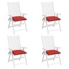 vidaXL Red Chair Cushions 4 pcs - 15.7"x15.7"x2.8" Oxford Fabric | Water-Resistant Chair Pads with Ties for Indoor/Outdoor - 4 of 4