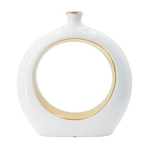 ChicFurnit Decorative Vases Elegant Flower Vase Jarron Florero Round Vase Tabletop Vase Modern Vase for Living Room Decor, White, 11"*3.1"*12" - 1 of 4