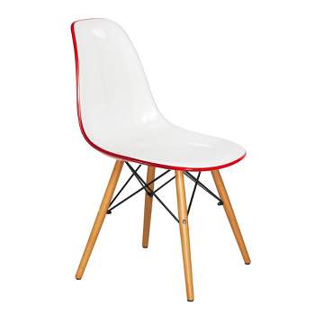 LeisureMod Dover Plastic Molded Dining Side Chair with Wood Dowel Legs