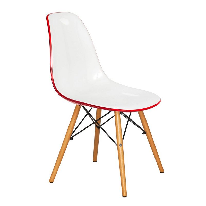 LeisureMod Dover Plastic Molded Dining Side Chair with Wood Dowel Legs, 1 of 7