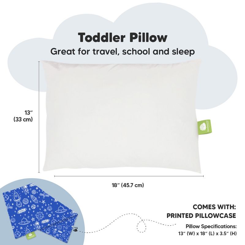 KeaBabies Toddler Pillow with Pillowcase, 13X18 Soft Organic Cotton Toddler Pillows for Sleeping, Kids Travel Pillow Age 2-5, 4 of 11