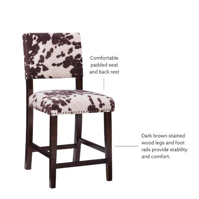 Corey 24" Brown and Ivory Cowhide Counter Stool