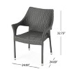 Christopher Knight Home Nelly 6 Piece Outdoor Acacia Wood Dining Set with Stackable Wicker Chairs and Bench - 4 of 4