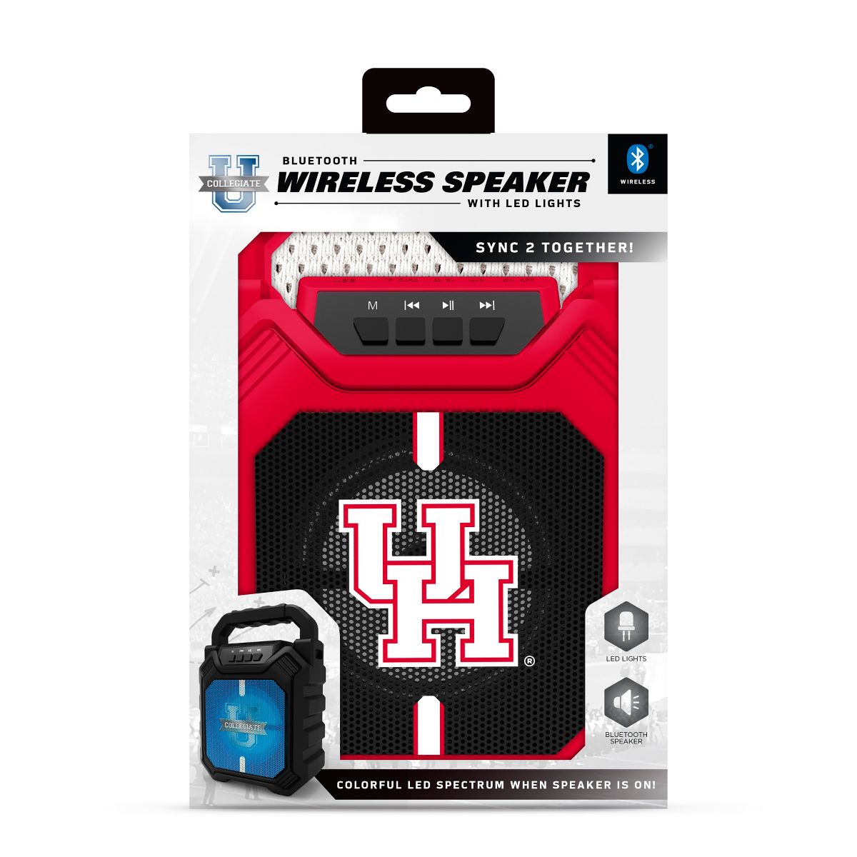 SOAR Collegiate LED ShockBox Wireless Bluetooth Speaker with FM radio- Houston Cougars - thumbnail 2