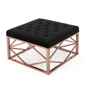 Talia Tufted Ottoman Black/Rose Gold - Christopher Knight Home, Black/Pink Gold