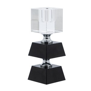 AZL1 Life Concept Candle Holders, Two-Tiered Geometric Glass Holder for Modern Tabletop and Shelf Display, Black, 2.4"*2.4"*5.9" - 1 of 4