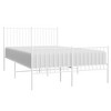 vidaXL Metal Bed Frame with Headboard and Footboard White 53.9 in.x74.8 in. Full - 3 of 4