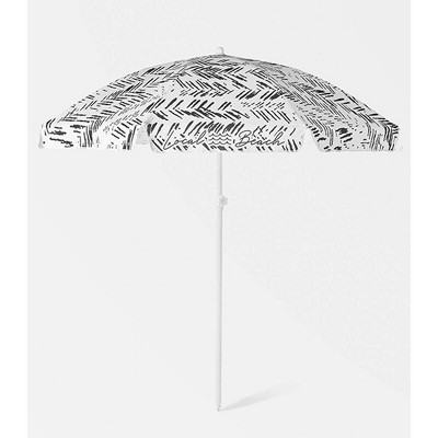 6.5' Round Herringbone Beach Umbrella - Black and White - Local Beach