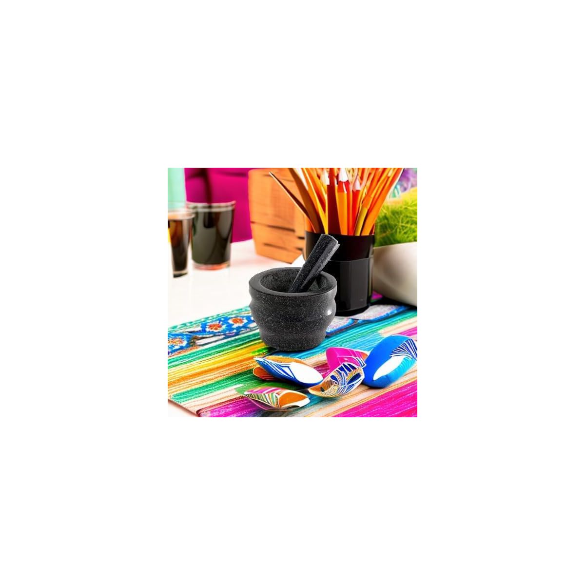 Cole & Mason 5.5-inch Granite Mortar & Pestle - Unpolished Stone Mortar & Pestle for Kitchen - Small Grinding Bowl for Herbs and Spices - Black, 8 - thumbnail 6