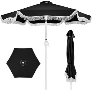 Best Choice 9ft Fringe Market Umbrella – Boho Patio Sunshade w/ Tilt, UPF50+, Steel Pole for Table, Pool, Deck - 1 of 4