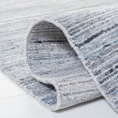 Gray Handmade Square Wool and Viscose Area Rug