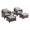 Sonkuki 5 Pieces PE Rattan Patio Chairs & Side Table, Patio Furniture with Cushion, Ottomans for Lawn, Sand - 2 of 4