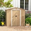 Costway 6 x 4 FT Outdoor Storage Shed Galvanized Steel Shed with Sliding Doors Wood Grain Natural/Grey - 3 of 4