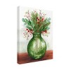 Trademark Fine Art - Melinda Hipsher Joy to the World Christmas Green Glass Vase Canvas Art - 4 of 4