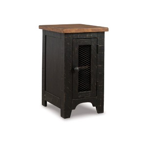Valebeck Chair Side End Table Black/Brown - Signature Design by Ashley: Rustic Farmhouse Storage Accent Table - 1 of 4