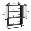 CSBDHome Wall Mounted Bathroom Cabinet with Fluted Glass Doors and Open Shelf – Black/White – Modern Metal Storage Organizer - 2 of 4