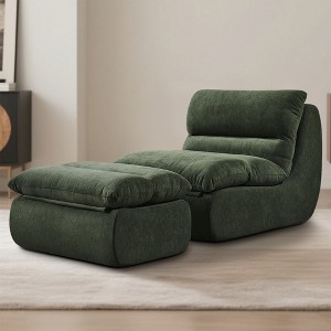 BDELITE Bean Bag Chair for Adults with Ottoman, Memory Foam Filler for Living Room-61.41*31.89*29.53 Inch - 1 of 4
