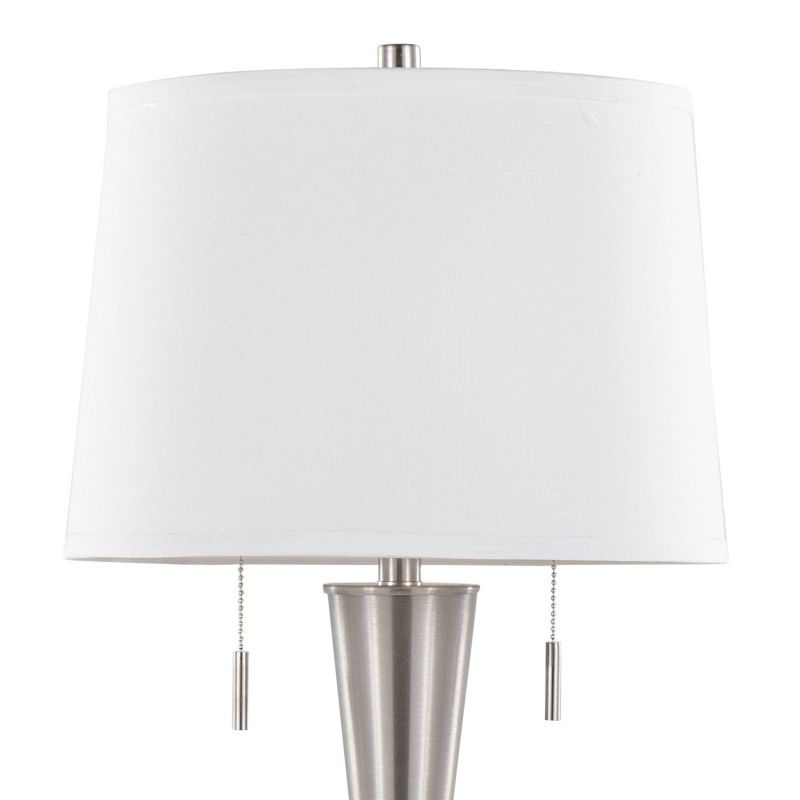 LumiSource (Set of 2) Jules 30.25&#34; Contemporary Table Lamps Brushed Nickel with White Linen Shade and Built-in USB Port from Grandview Gallery, 5 of 8