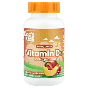 Doctor's Best Doc's Kids, Vitamin D3 Kids Gummies, All Natural Fruit , 25 mcg (1,000 IU), 60 Natural Fruit Pectin Gummies - 1 of 2