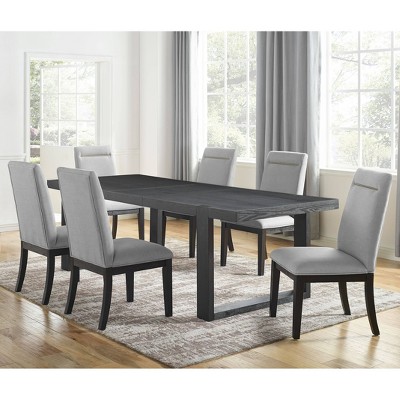 Gray Faux Leather Upholstered Parsons Side Chair with Wood Frame