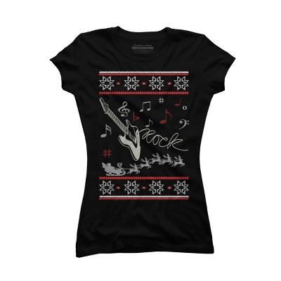 Junior's Design By Humans Rock Christmas By sophialada T-Shirt