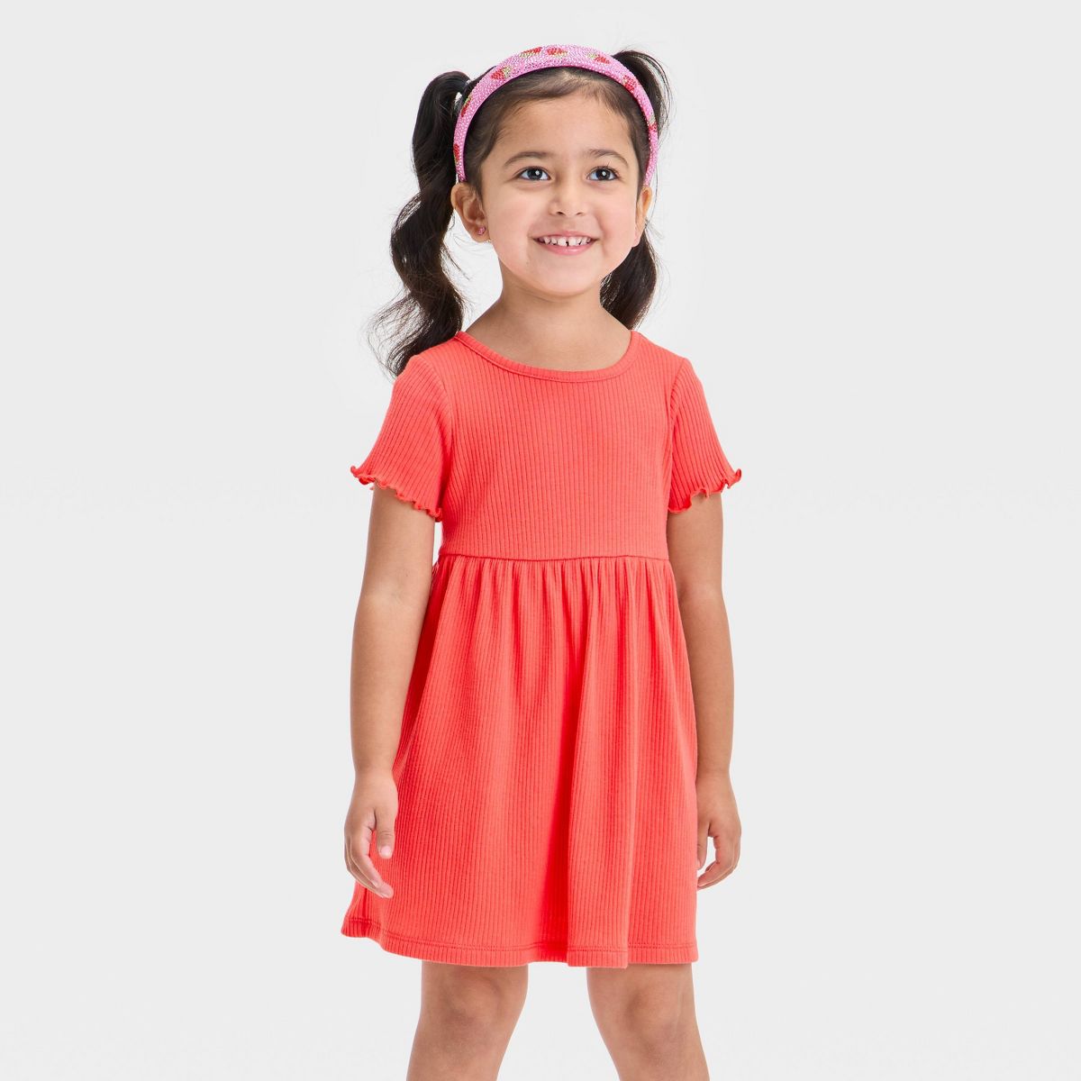 Toddler Girls' Short Sleeve Solid Ribbed Dress - Cat & Jack™ - thumbnail 7