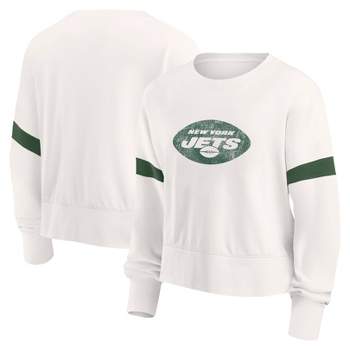 NFL New York Jets Women's Primary Antique Long Sleeve Crew Fleece Sweartshirt