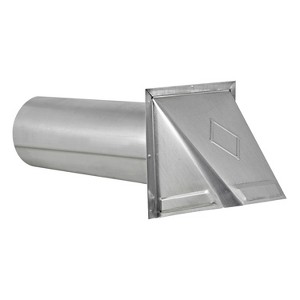 Lambro® 4-In. 26-Gauge Galvanized Steel Fresh Air Intake Vent with Wire-Mesh Screen and 11-In. Pipe, No Damper, 34400GNDMS in Silver - 1 of 4