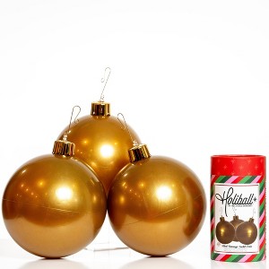 Holiball 3pc 8" Mini Trio Outdoor Decorative Sculpture Vintage Gold - 1 of 1