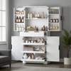 Mshliw 72" Fluted Kitchen Pantry Cabinet with 3 Keyboard Drawers & Adjustable Door Shelves, Tall Freestanding Storage for Kitchen, Bathroom, Office - 3 of 4