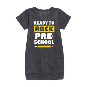 - Instant Message - Ready To Rock Preschool Graphic Short Sleeve Fleece Dress - 1 of 4