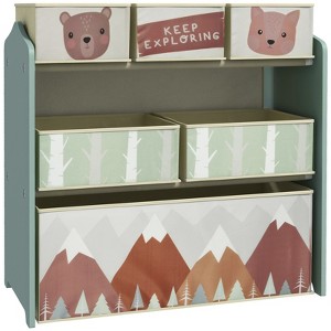 FONTOI Children's Toy Organizer with Animal Design for Nursery Kindergarten, Toy Storage with 6 Storage Bins for Kids, Green, 11.8"*26"*24.8" - 1 of 4