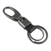 Unique Bargains Metal Faux Leather Double Split Ring Key Holder Key Chain Black - 2 of 4